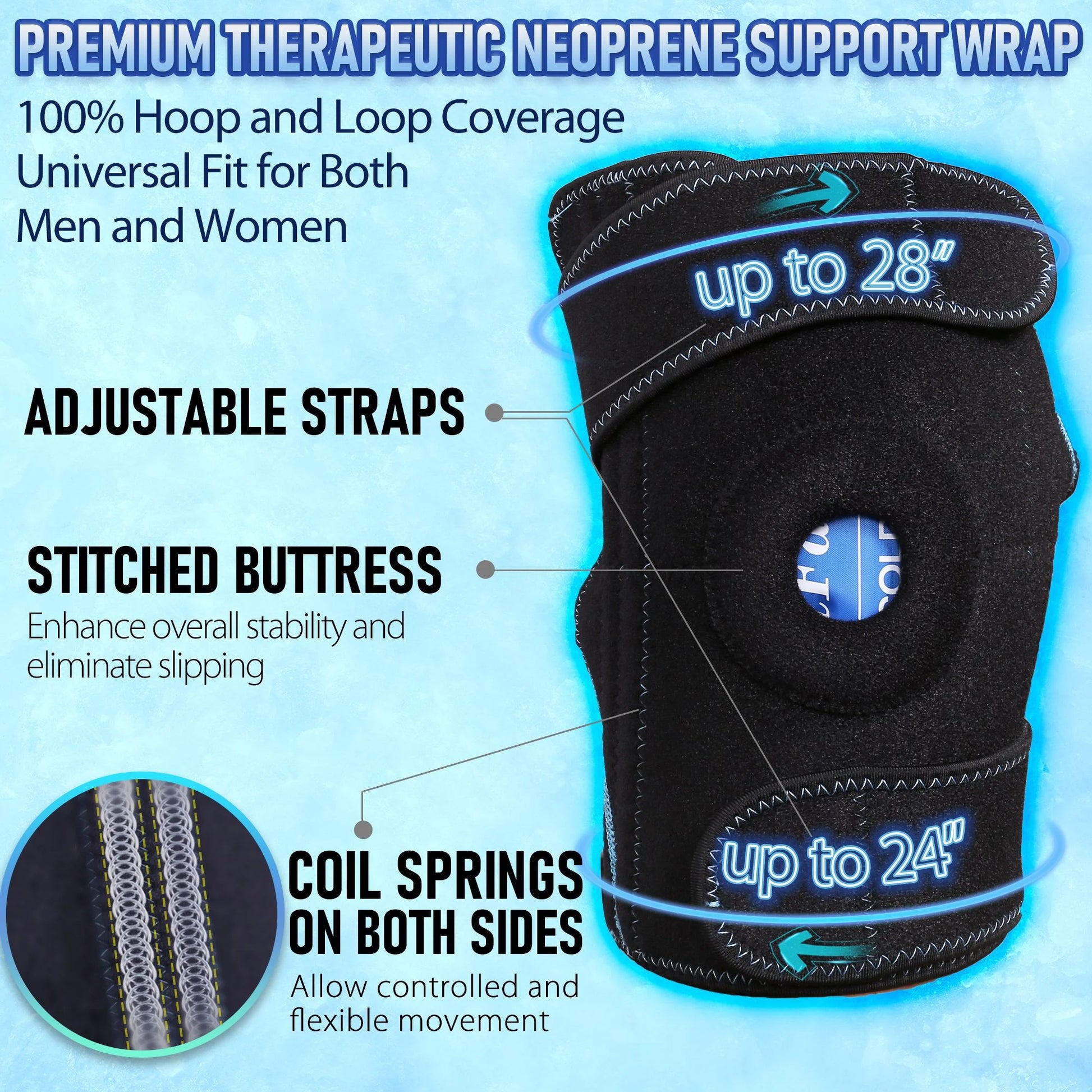 Ice Packs for Knee Injuries, Gel Hot Cold Pack W/ Wrap for Knee Surgery, Pain Relief