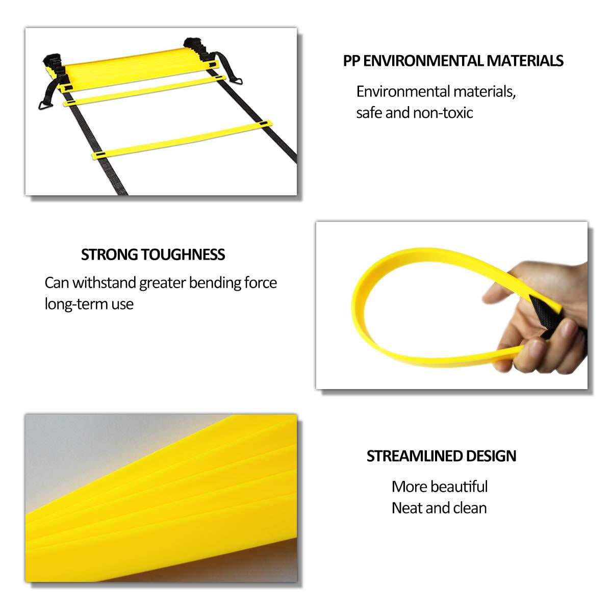 Agility Ladder, Football Training Equipment Set, 20Ft Adjustable Agility Ladder, 12 Disc Cones, 4 Steel Stakes,