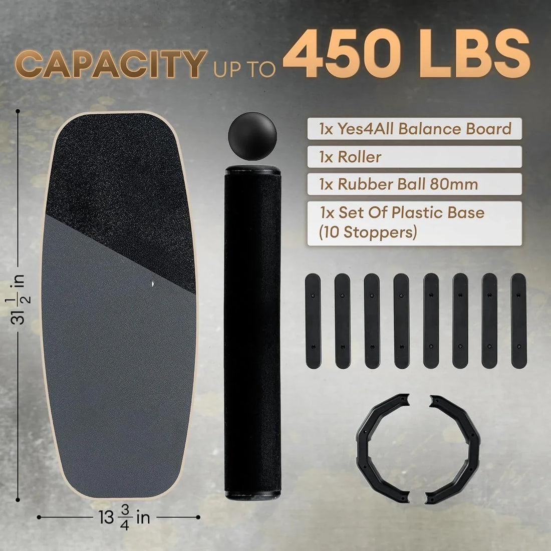 Balance Board Sports Trainer, Surf Trainer Board with Adjustable Stoppers, Improve Core Strength and Balance Control