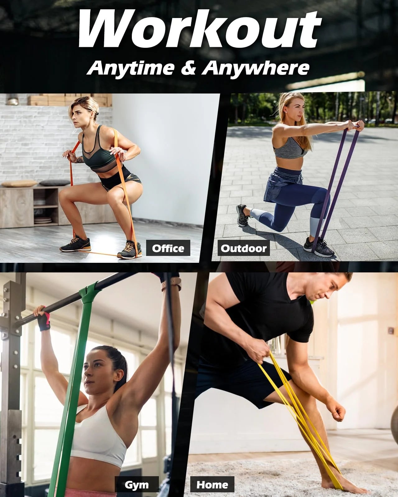 Pull up Assist Bands Set of 6, Resistance Bands, Heavy Duty Exercise Bands, Workout Bands for Body Stretching, Powerlifting and Resistance Training