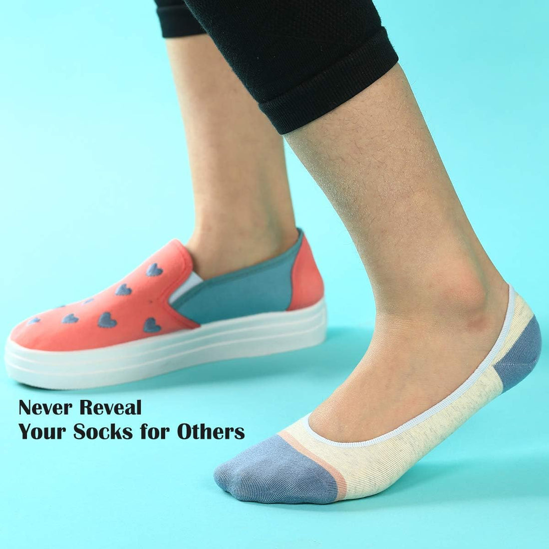 5-Pack No Show Socks for Women Size 6-9 Ankle Invisible Non-Slip Athletic Socks