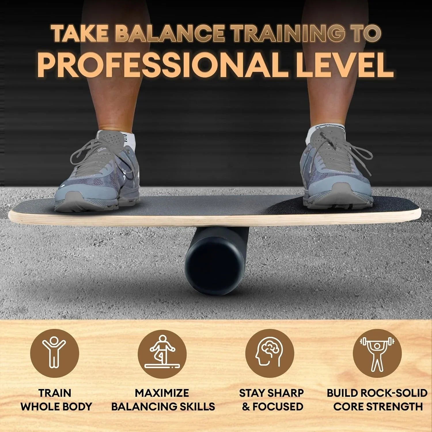 Balance Board Sports Trainer, Surf Trainer Board with Adjustable Stoppers, Improve Core Strength and Balance Control