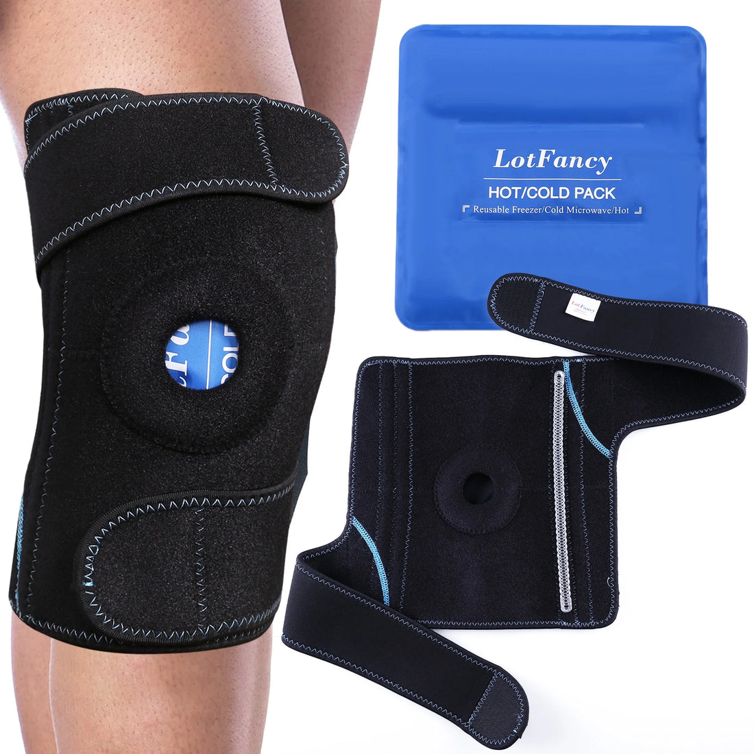Ice Packs for Knee Injuries, Gel Hot Cold Pack W/ Wrap for Knee Surgery, Pain Relief